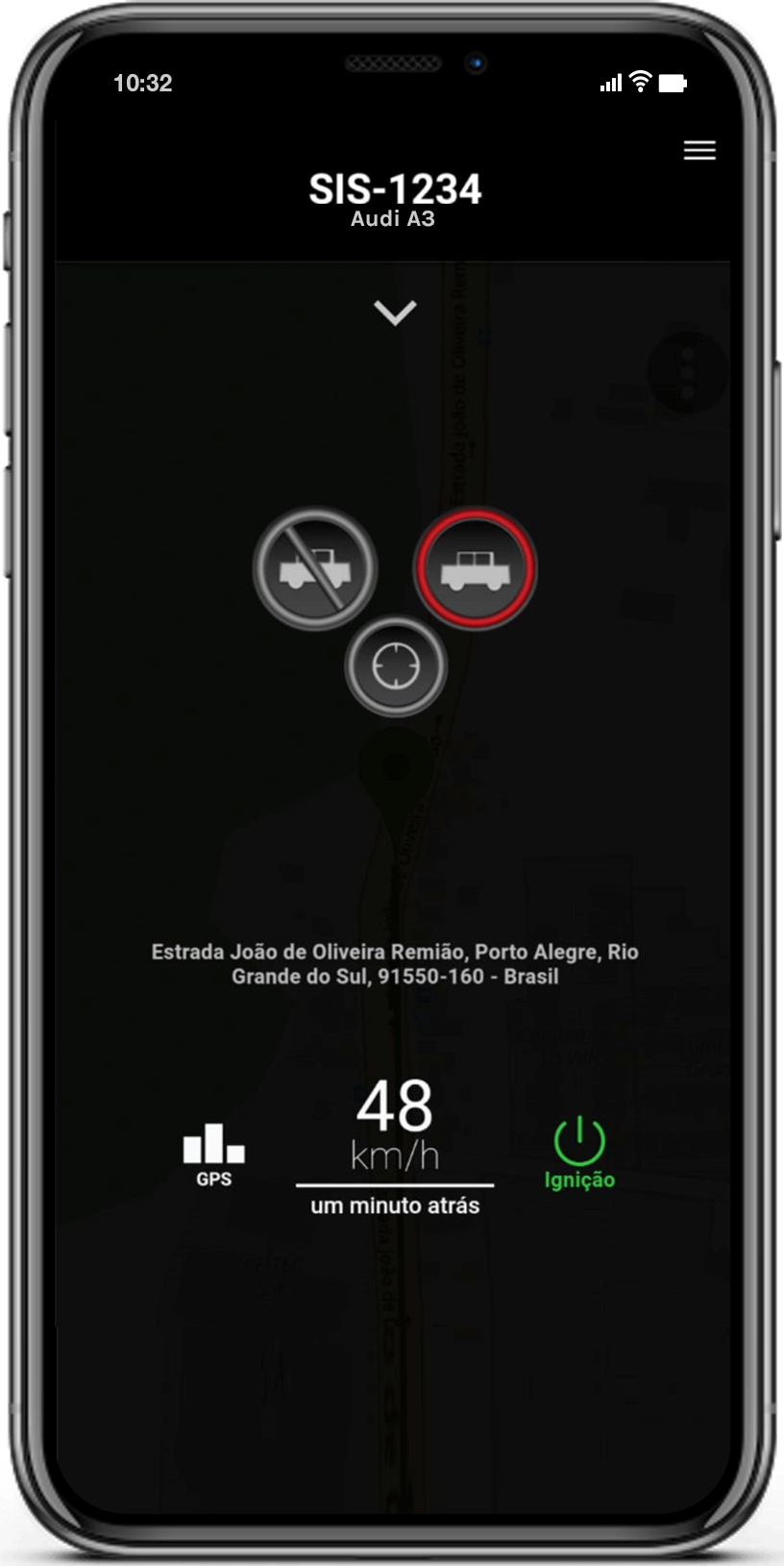 Tela de comandos do aplicativo